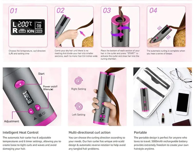 Auto Cordless Rotating Hair Curler